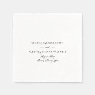 Serviette En Papier Noir & Blanc Classic Calligraphie Mariage élégant