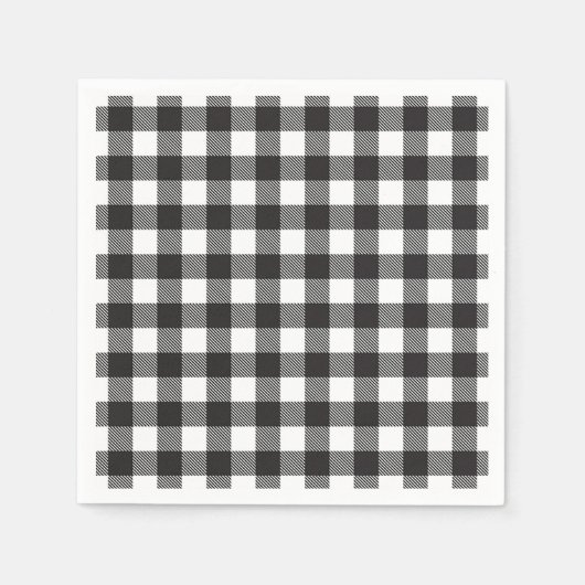 Serviette En Papier noir blanc En vichy Buffalo Plaid Farming (Devant)