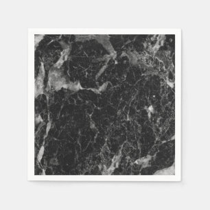 Serviette En Papier Noir blanc et marbre d'argent Glam moderne