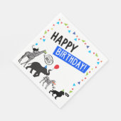 Serviette En Papier Noir Blanc Fête Animaux Anniversaire Déjeuner (Coin)
