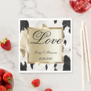 Serviette En Papier Noir Blanc Glam Cachet Mariage du sud-ouest