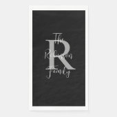 Serviette En Papier Noir Blanc Gris Nom Monogramme Papier Serviette d' (Devant)