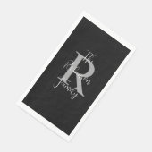 Serviette En Papier Noir Blanc Gris Nom Monogramme Papier Serviette d' (Coin)