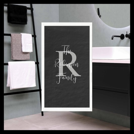 Serviette En Papier Noir Blanc Gris Nom Monogramme Papier Serviette d'