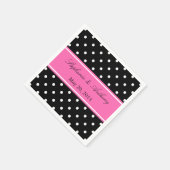 Serviette En Papier Noir blanc, Mariage de point rose chaud (Coin)