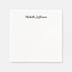 Serviette En Papier Noir & blanc minimaliste Plain moderne