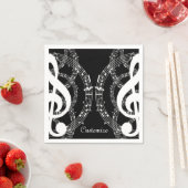 Serviette En Papier Noir & Blanc Miroir Image Musique Naples (En situation)