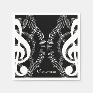 Serviette En Papier Noir & Blanc Miroir Image Musique Naples