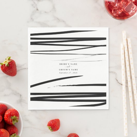 Serviette En Papier Noir blanc moderne Abstrait mariage Faveur (En situation)