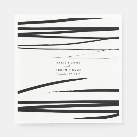 Serviette En Papier Noir blanc moderne Abstrait mariage Faveur (Devant)
