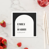 Serviette En Papier Noir blanc moderne minima Gras Typographie Serviet (En situation)