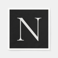 Noir Blanc Monogramme Initiales Nom Customisé