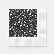 Noir & blanc Notes musicales Papier Napkin
