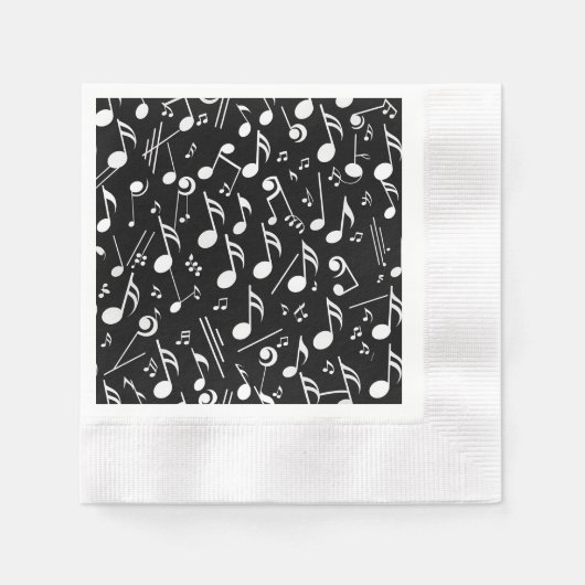 Serviette En Papier Noir & blanc Notes musicales Papier Napkin (Devant)