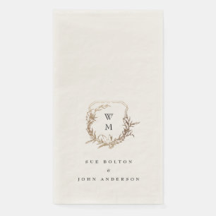 Serviette En Papier noir blanc or classique monomotif motif