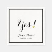 Serviette En Papier noir/blanc Oui ! Réception de mariage (Devant)
