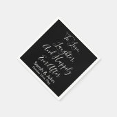 Serviette En Papier Noir Blanc Personnalisé Script Mariage Réception (Coin)