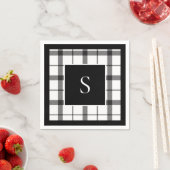 Serviette En Papier Noir, Blanc, Plaid, Classique, Chic, Moderne (En situation)