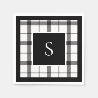 Serviette En Papier Noir, Blanc, Plaid, Classique, Chic, Moderne