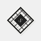 Serviette En Papier Noir, Blanc, Plaid, Classique, Chic, Moderne (Coin)