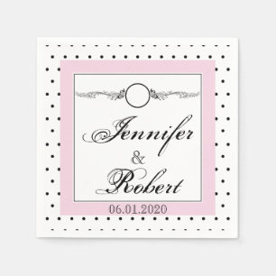 Serviette En Papier Noir blanc Polka Mariage papillon Napkin