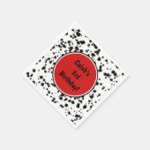 Serviette En Papier Noir Blanc Rouge Dalmatien Spots Anniversaire (Coin)