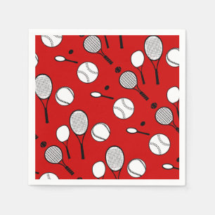 Serviette En Papier Noir blanc rouge de tennis
