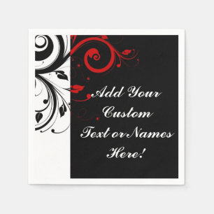 Serviette En Papier Noir Blanc Rouge Inverse Swirl Personnalisé