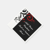 Serviette En Papier Noir Blanc Rouge Inverse Swirl Personnalisé (Coin)
