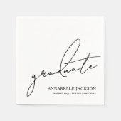 Serviette En Papier Noir Blanc Script Graduation (Devant)