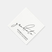 Serviette En Papier Noir Blanc Script Graduation (Coin)