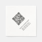 Serviette En Papier Noir & Blanc Simple Entreprise QR Code Promotionne (Devant)