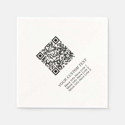 Serviette En Papier Noir & Blanc Simple Entreprise QR Code Promotionne (Devant)