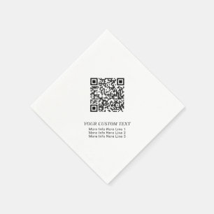 Serviette En Papier Noir & Blanc Simple Entreprise QR Code Promotionne