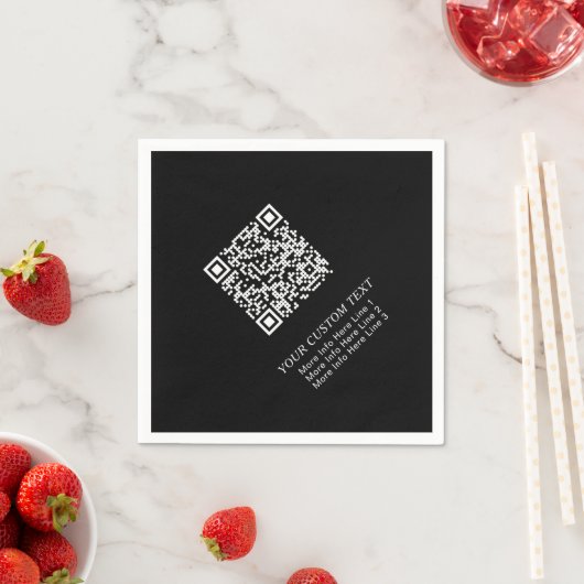 Serviette En Papier Noir & Blanc Simple Entreprise QR Code Promotionne (En situation)