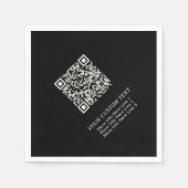 Serviette En Papier Noir & Blanc Simple Entreprise QR Code Promotionne (Devant)
