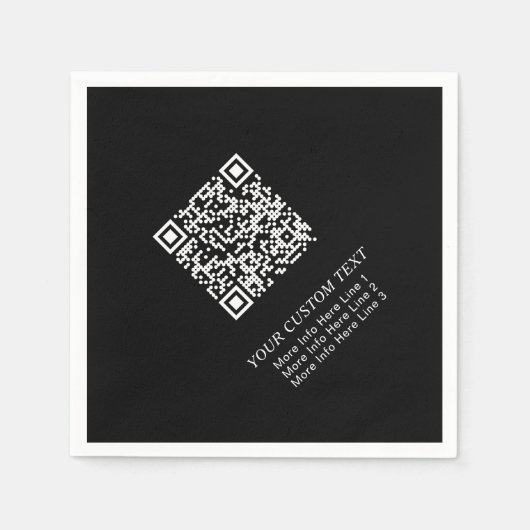 Serviette En Papier Noir & Blanc Simple Entreprise QR Code Promotionne (Devant)