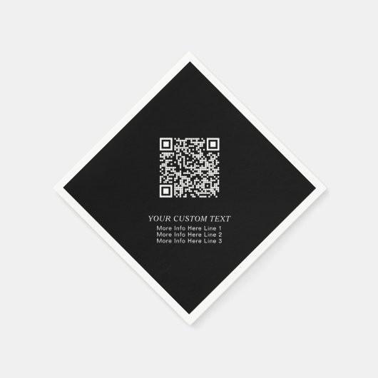 Serviette En Papier Noir & Blanc Simple Entreprise QR Code Promotionne (Coin)