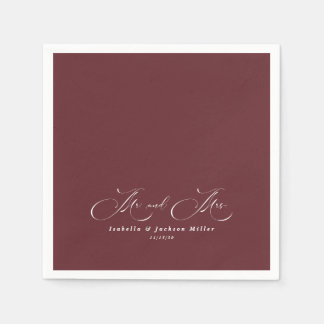 Serviette En Papier Noir & Blanc Simple Minimaliste Mariage élégant