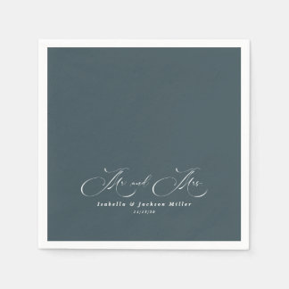 Serviette En Papier Noir & Blanc Simple Minimaliste Mariage élégant