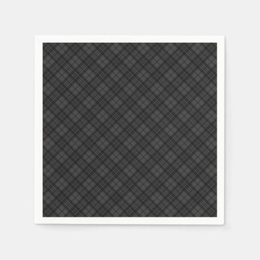 Serviette En Papier Noir blanc tartan plaid hiver Noël motif (Devant)