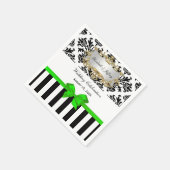 Serviette En Papier Noir Blanc Tirage Damas Lime Vert Ruban (Coin)