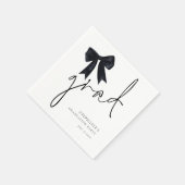 Serviette En Papier Noir Bow Grad Script Nom Date Graduation Party (Coin)