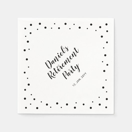 Serviette En Papier Noir Chic Confetti Retraite moderne Partie Napkin (Devant)