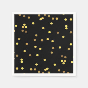 Serviette En Papier Noir chic de confettis de feuille d'or
