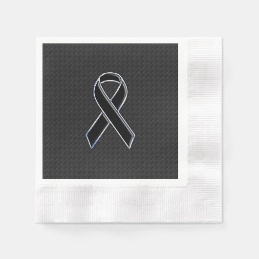 Serviette En Papier Noir Chrome Style Ribbon Sensibilisation (Devant)
