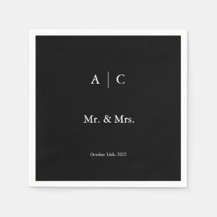 Serviette En Papier Noir classique Customisé Mariage Cocktail Napktail