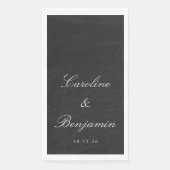Serviette En Papier Noir classique Script élégant Mariage Nom personna (Devant)