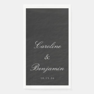 Serviette En Papier Noir classique Script élégant Mariage Nom personna
