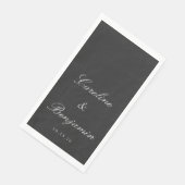 Serviette En Papier Noir classique Script élégant Mariage Nom personna (Coin)